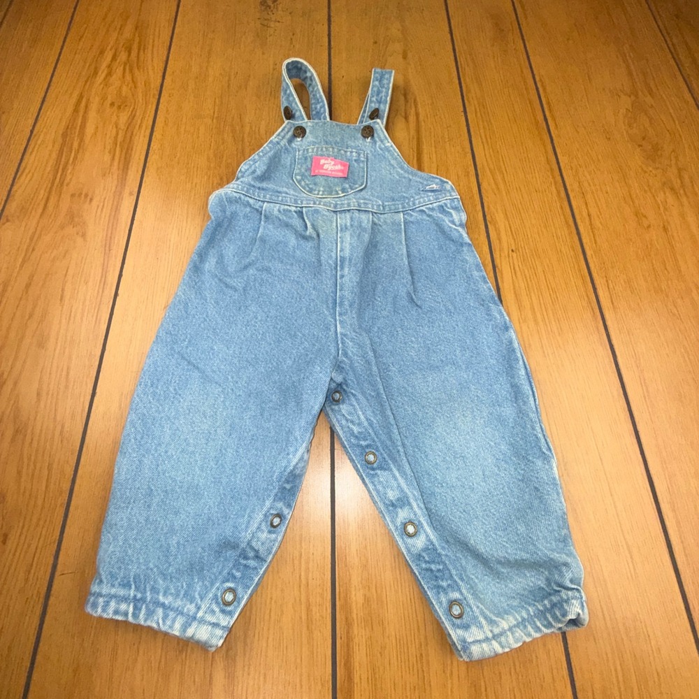 Vintage Baby Bgosh OshKosh Denim Overalls 18M Light Wash Made in USA Vestbak